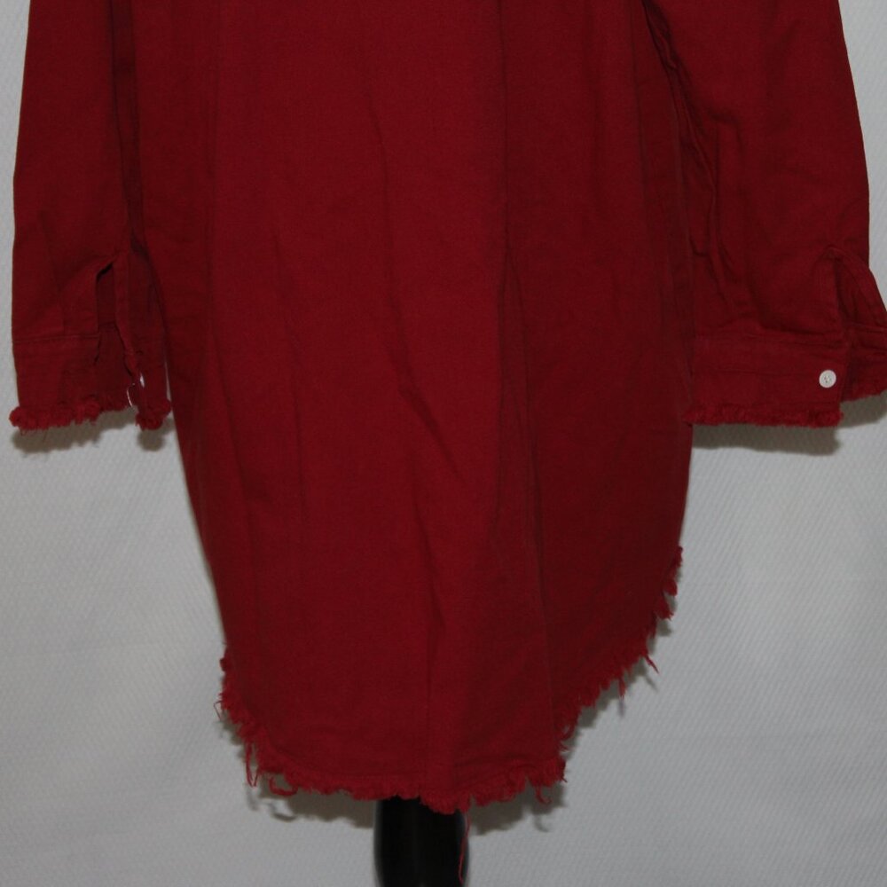 SALE! ZILCREMO Denim Shirt Dress Long Sleeve Button Down Casual RED XL NWT's - Picture 5 of 16